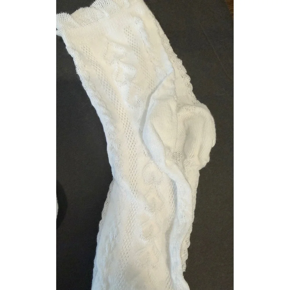 5 Pair Set  Pointelle Cottagecore Fairycore One‎ Size White Knit Crew Socks New